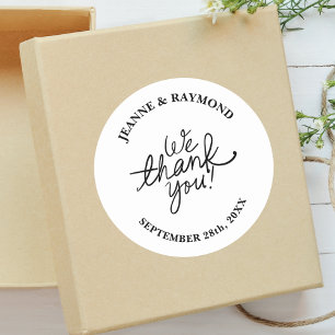 Simple Minimalist We Thank You Wedding Favour Classic Round Sticker