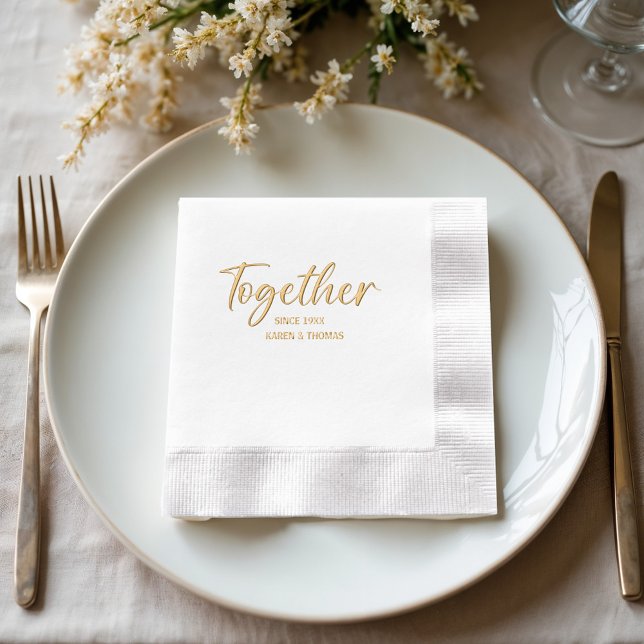 Simple Minimalist Wedding Anniversary Foil Napkins (Creator Uploaded)