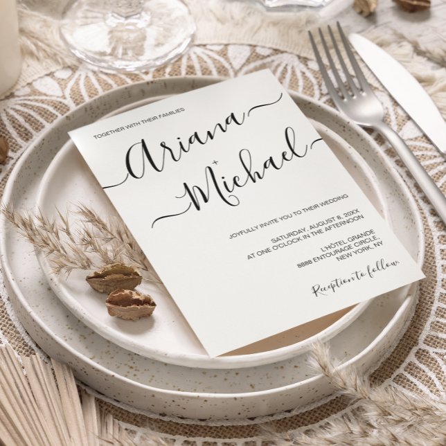  Simple Minimalist Wedding Black White Typography  Invitation (Creator Uploaded)