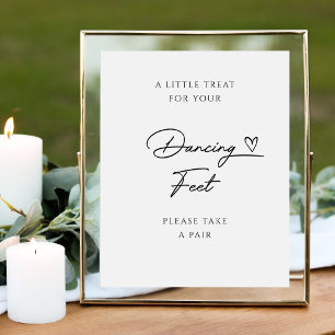 Simple Minimalist Wedding Dancing Feet Pedestal Sign