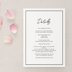 Simple Minimalist Wedding Details Enclosure Card
