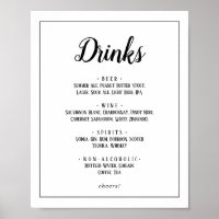 Simple Minimalist Wedding Drinks Menu Frame Sign
