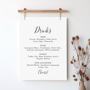Simple Minimalist Wedding Drinks Menu Sign