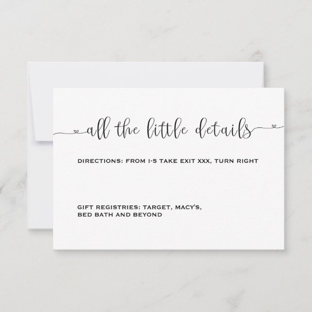 Simple Minimalist Wedding Invitation RSVP Card (Front)