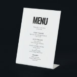 Simple minimalist wedding menu pedestal sign<br><div class="desc">Go for a simple yet striking black and white design for your wedding stationery. This modern and elegant style can suit any couple. Fully customisable,  you can easily change the colours of the text or background to your liking.</div>