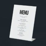 Simple minimalist wedding menu pedestal sign<br><div class="desc">Go for a simple yet striking black and white design for your wedding stationery. This modern and elegant style can suit any couple. Fully customisable,  you can easily change the colours of the text or background to your liking.</div>