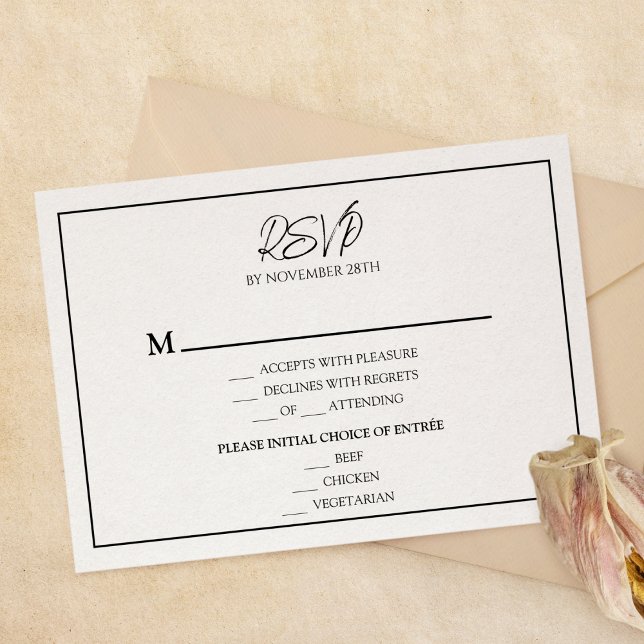 Simple Minimalist Wedding Menu RSVP Response Card (Creator Uploaded)
