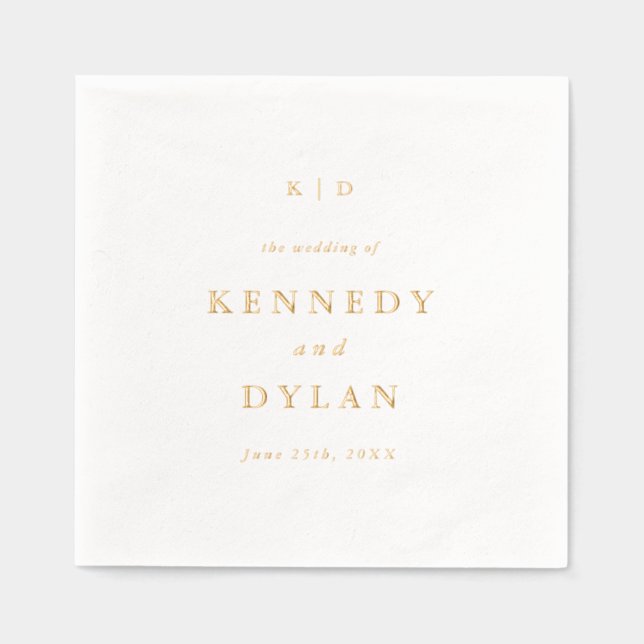 Simple Minimalist Wedding Monogram Foil Napkins (Front)