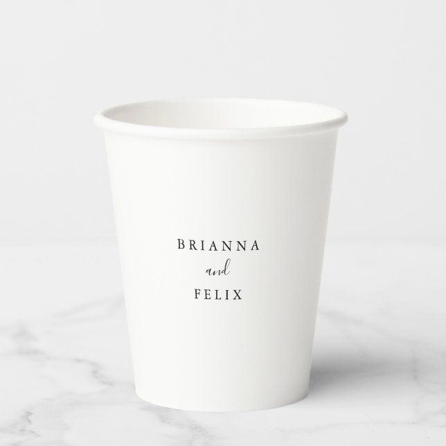 Simple Minimalist Wedding Paper Cups (Front)