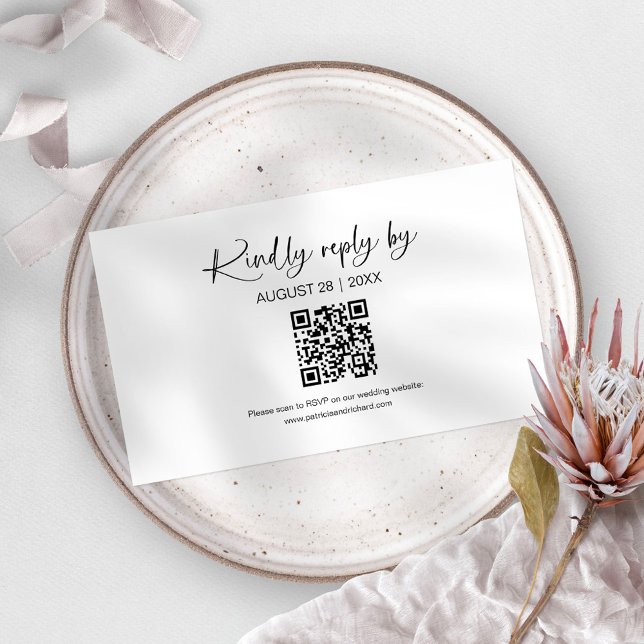 Simple Minimalist Wedding QR Online RSVP Cards (Creator Uploaded)