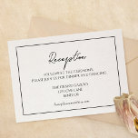 Simple Minimalist Wedding Reception Enclosure Card<br><div class="desc">This simple minimalist wedding reception enclosure card is perfect for your elegant modern wedding. This design features black simple script on a neutral bright white background to match your classic traditional wedding or minimalist boho wedding in the spring, summer, fall, or winter. Please feel free to reach out to us...</div>