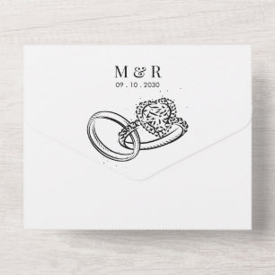 Simple minimalist wedding ring  all in one invitation