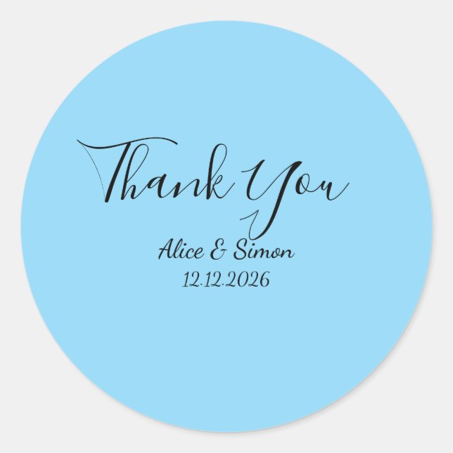 Simple Minimalist Wedding Round Sticker (Front)