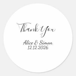 Simple Minimalist Wedding Round Sticker