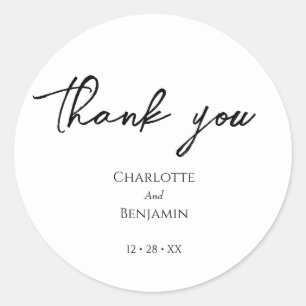 Simple Minimalist Wedding Round Thank You Sticker