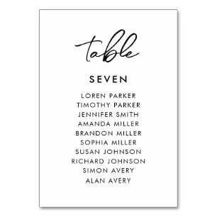 Simple Minimalist Wedding Seating Chart Table Table Number