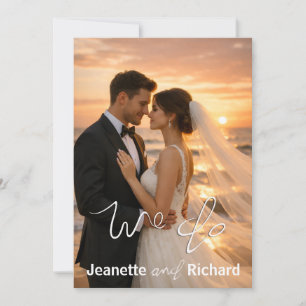 Simple Minimalist Wedding Sunset Beach Flat Card