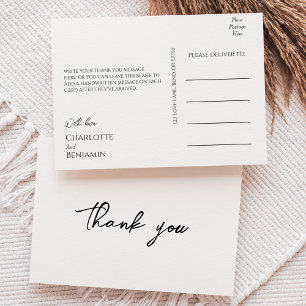 Simple Minimalist Wedding Thank You Postcard