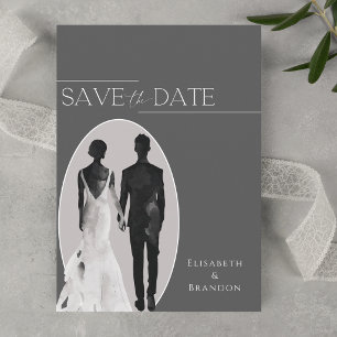 Simple Minimalist Wedding Watercolor Silhuette Save The Date