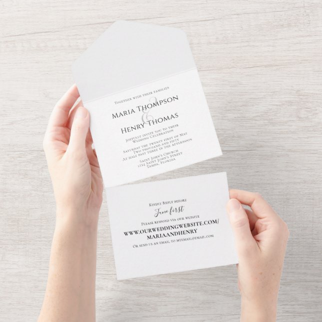 Simple Minimalist Wedding Website Guest Addressed  All In One Invitation (Tearaway)