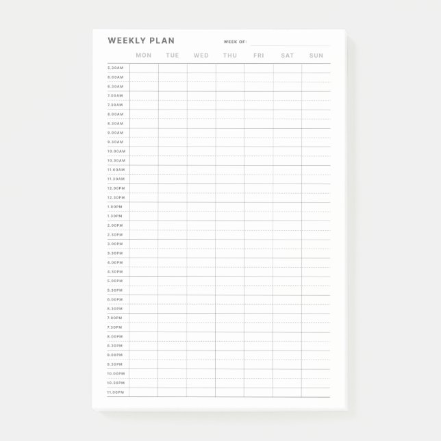Simple Minimalist Weekly Planner and To Do List Post-it Notes (Front)