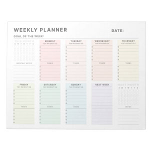 Simple Minimalist Weekly Planner Notepad