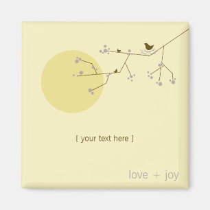 Simple Minimalist Whimsical Nesting Birds & Family Magnet