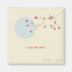 Simple Minimalist Whimsical Nesting Birds & Family Magnet