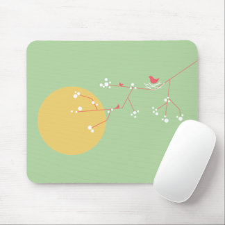 Simple Minimalist Whimsical Nesting Birds & Family Mouse Pad