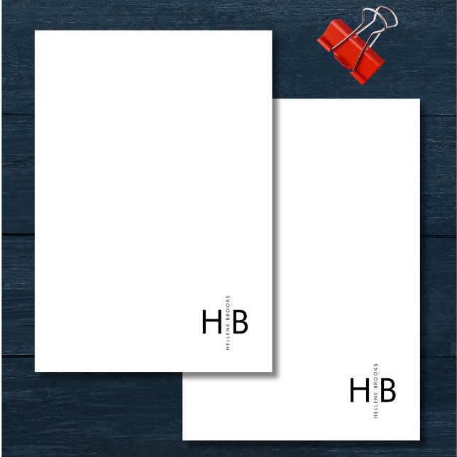 Simple Minimalist White & Black Initial Monogram Post-it Notes (Creator Uploaded)