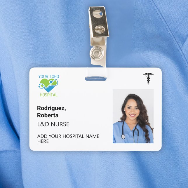 Simple Minimalist White Custom Hospital Employee ID Badge (Simple Minimalist White Custom Hospital Employee Badge
)