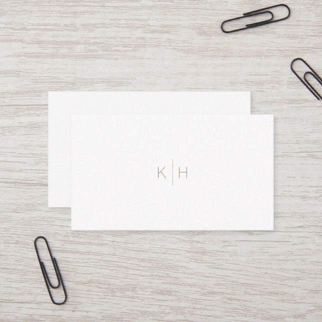 Simple Minimalist White Gold Business Card (Front/Back In Situ)