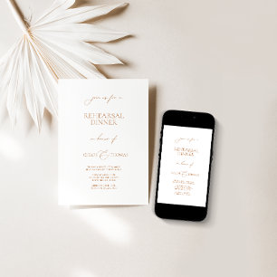 Simple Minimalist White Rehearsal Dinner Invitation