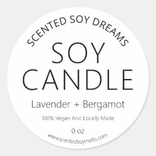 Simple Minimalist White Soy Candle Labels