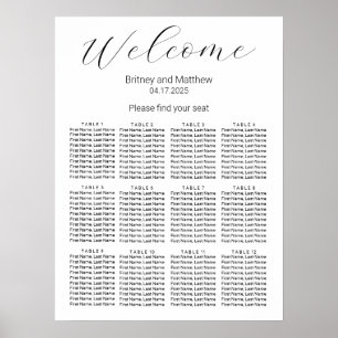 Simple Minimalist White Wedding Seating Chart