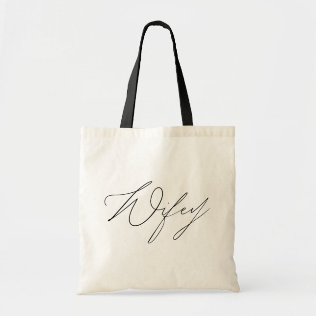 Simple Minimalist Wifey Calligraphy Script Tote Bag (Front)
