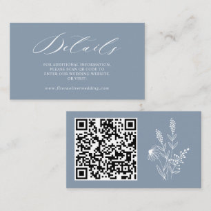 Simple Minimalist Wildflower Dusty Blue Wedding    Enclosure Card