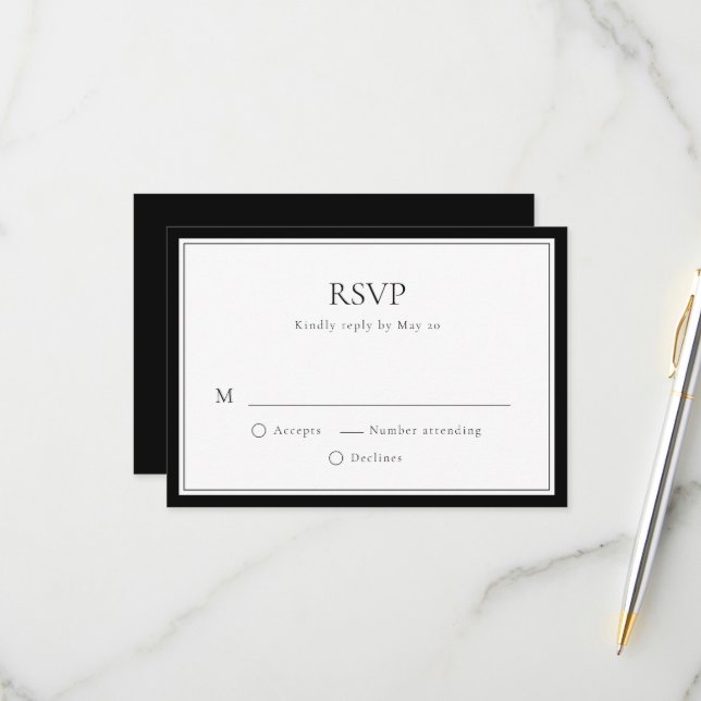 Simple Minimalist with Border RSVP Response Card (Front/Back In Situ)