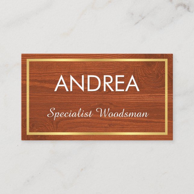 Simple Minimalist Wood Timber Carpentry Business Card (Front)