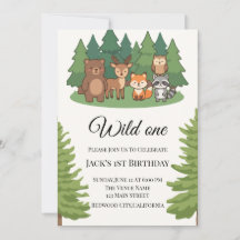 simple minimalist woodland animals birthday