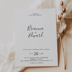 Simple Minimalist Wreath Wedding Invitation