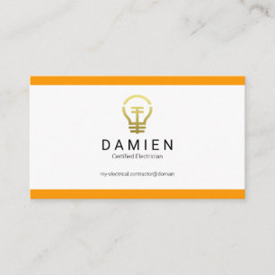 Simple Minimalist Yellow Lines Electrician Business Card
