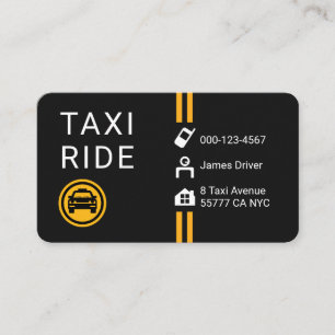 Simple Minimalist Yellow Taxi Lines Business Card