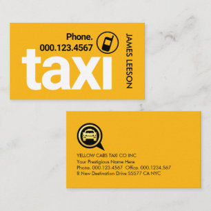 Simple Minimalist Yellow Taxi Service Business Card