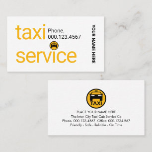 Simple Minimalist Yellow Taxi Service Business Card