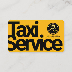 Simple Minimalist Yellow Taxi Service Business Card
