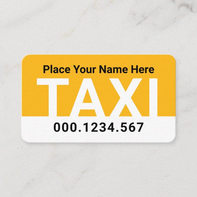 Simple Minimalist Yellow Taxi Service Business Card (Front)