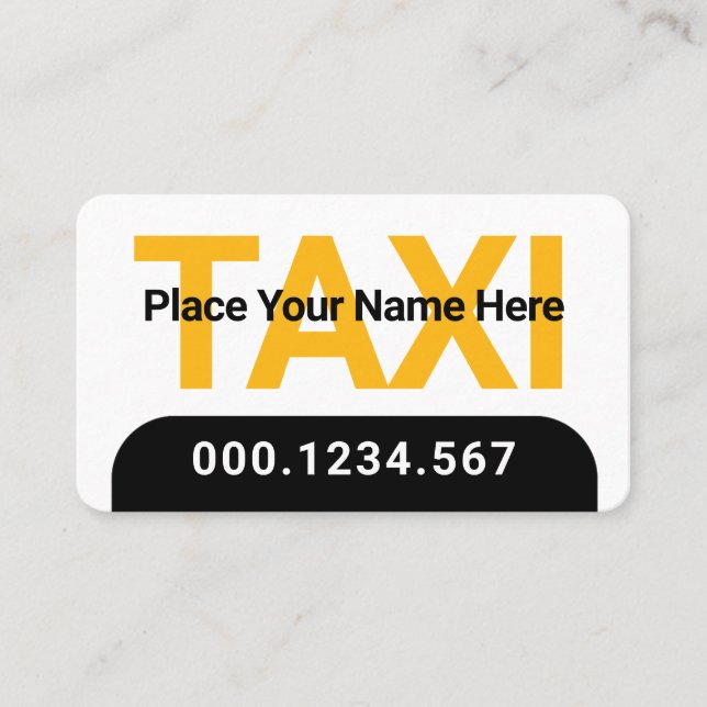 Simple Minimalist Yellow Taxi Service Business Card (Front)