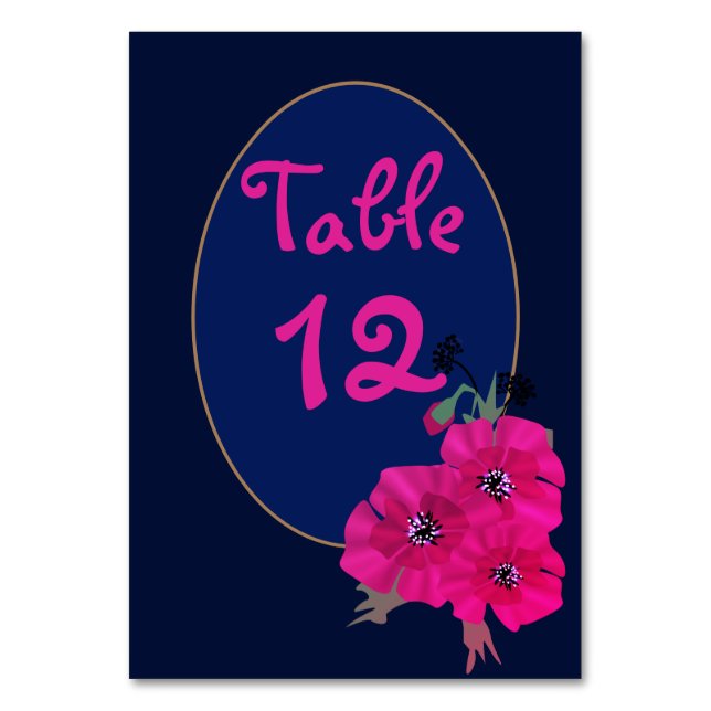 Simple minimalistic floral red poppies flowers whi table number (Front)