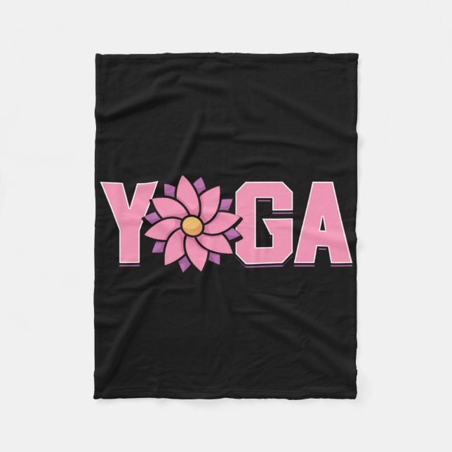 Simple Minimalistic Lotus Flower Yoga  Fleece Blanket (Front)